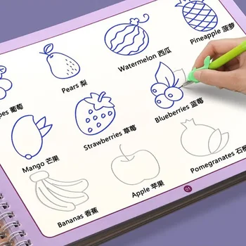 Čarobno Knjigo Radoveden Pisanja Otrok, Risanje Knjige 3D Utor za Večkratno uporabo Izobraževalne Montessori Igre za Pisanje Praksa Knjige